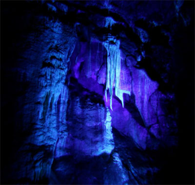 Angel Falls Illuminated by a Black Light (Source: Oregon Caves Image Library)