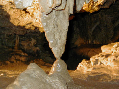 An Example of a Recently Formed Column. In the 1970's, Guides Could Still Pass a Playing Card Between What Was Then a Stalagmite and Stalactite (Source: Oregon Caves Image Library)